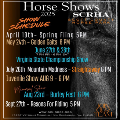 SCRHA horse show 2025 schedule